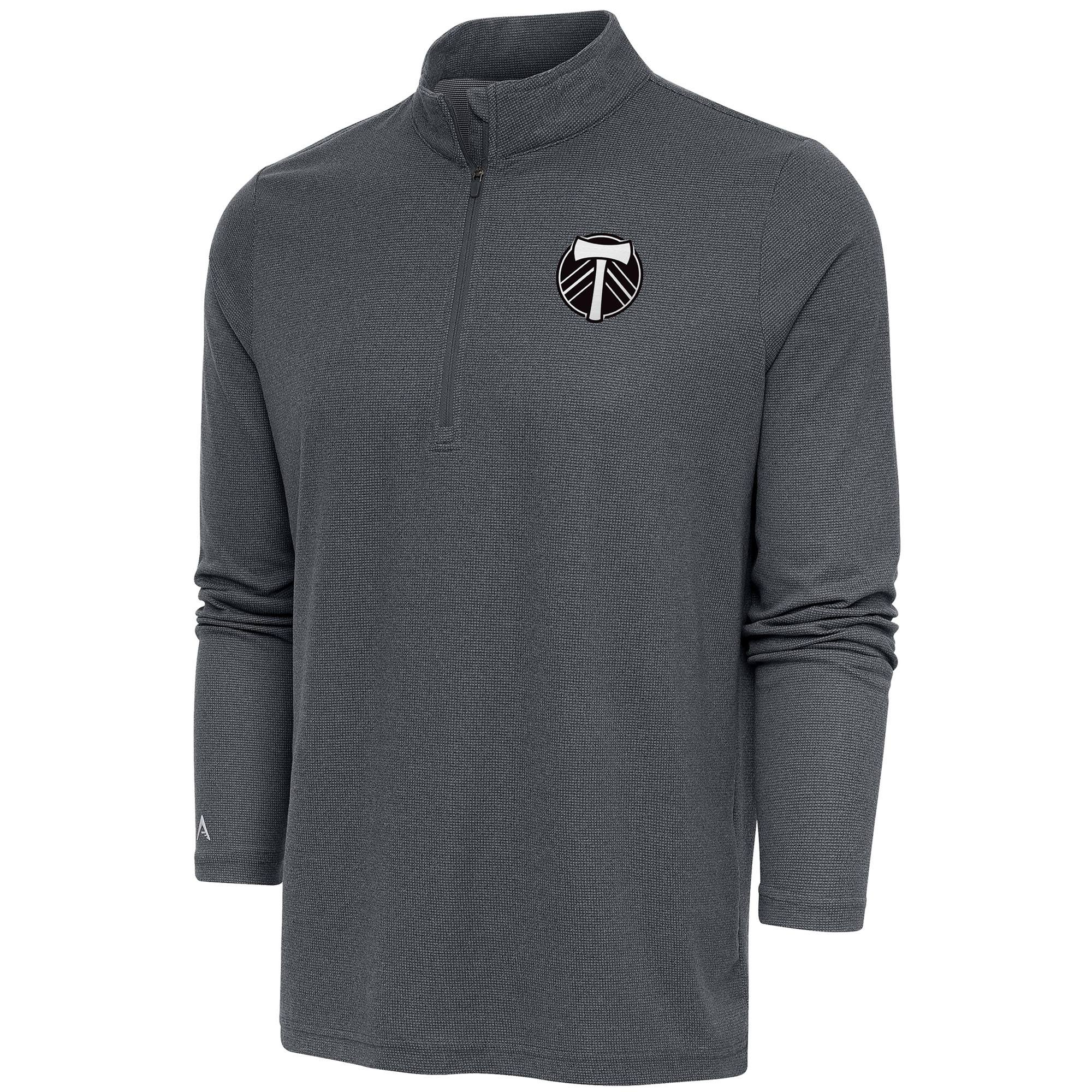 Men's Antigua Heather Charcoal Portland Timbers Brushed Metallic Epic Quarter-Zip Top