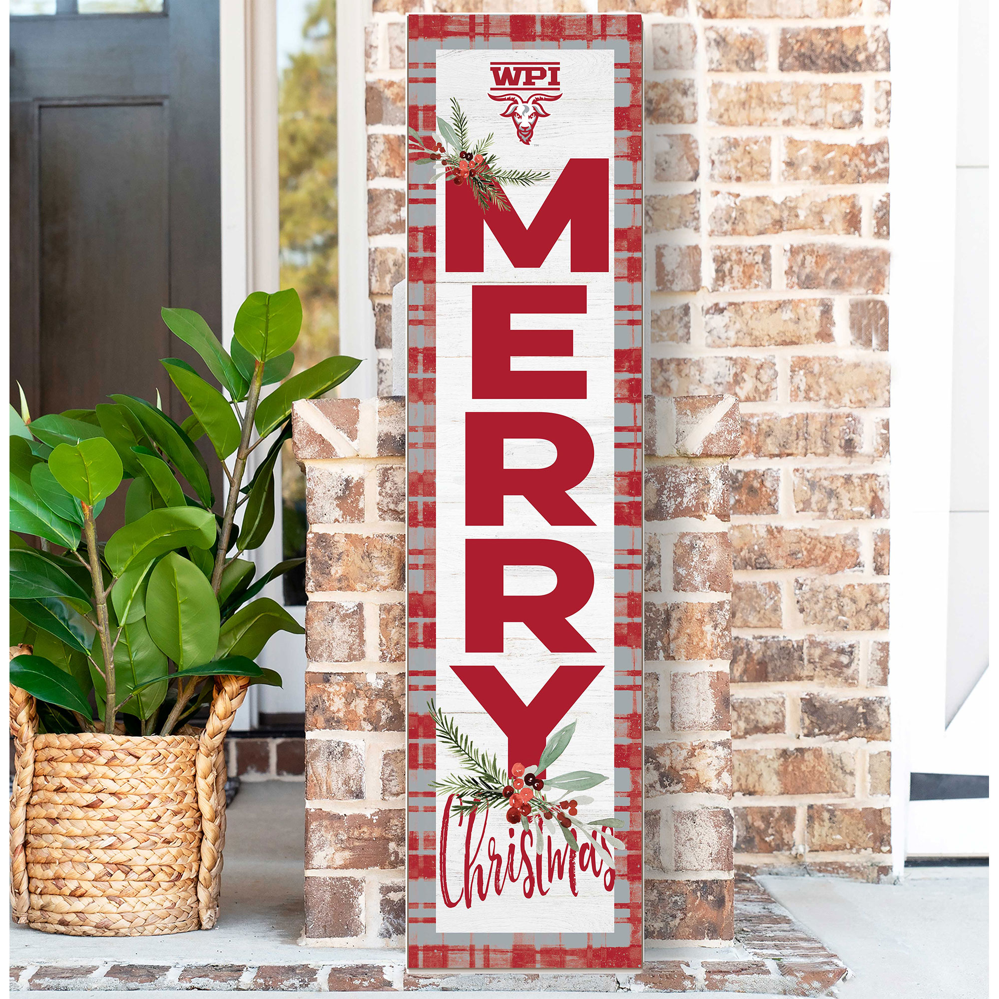 Worcester Polytechnic Institute Engineers 12'' x 48'' Outdoor Merry Christmas Leaner - Image 3
