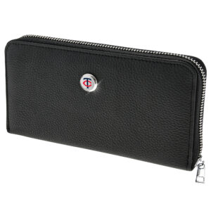 Women's  Black Minnesota Twins Leather Zipper Wallet