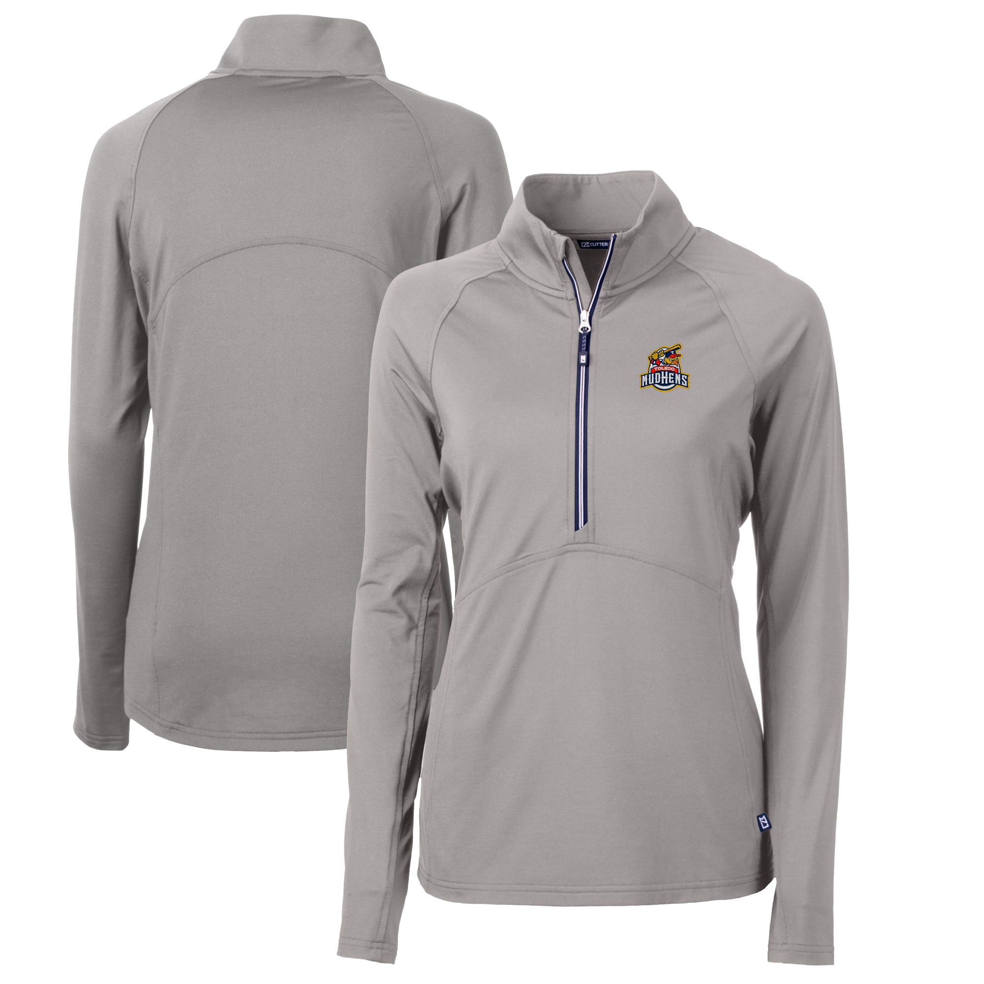Women's Cutter & Buck Gray Toledo Mud Hens Adapt Eco Knit Stretch Recycled Half-Zip Top - Image 2
