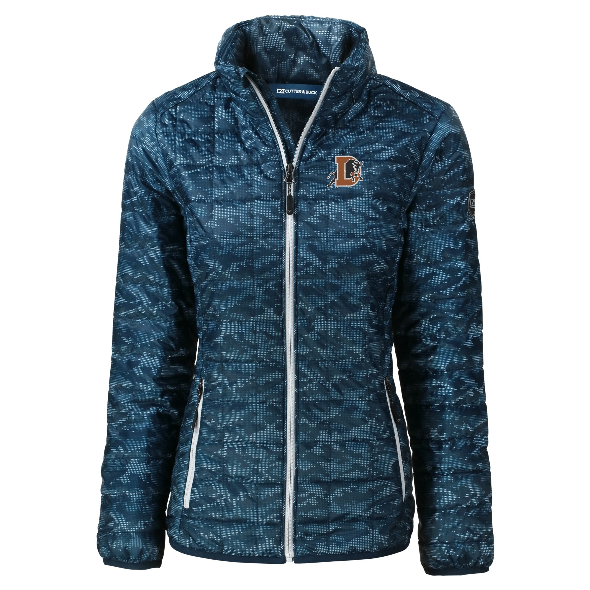 Women's Cutter & Buck Navy Durham Bulls Rainier PrimaLoft Eco Insulated Camo Full-Zip Puffer Jacket - Image 6
