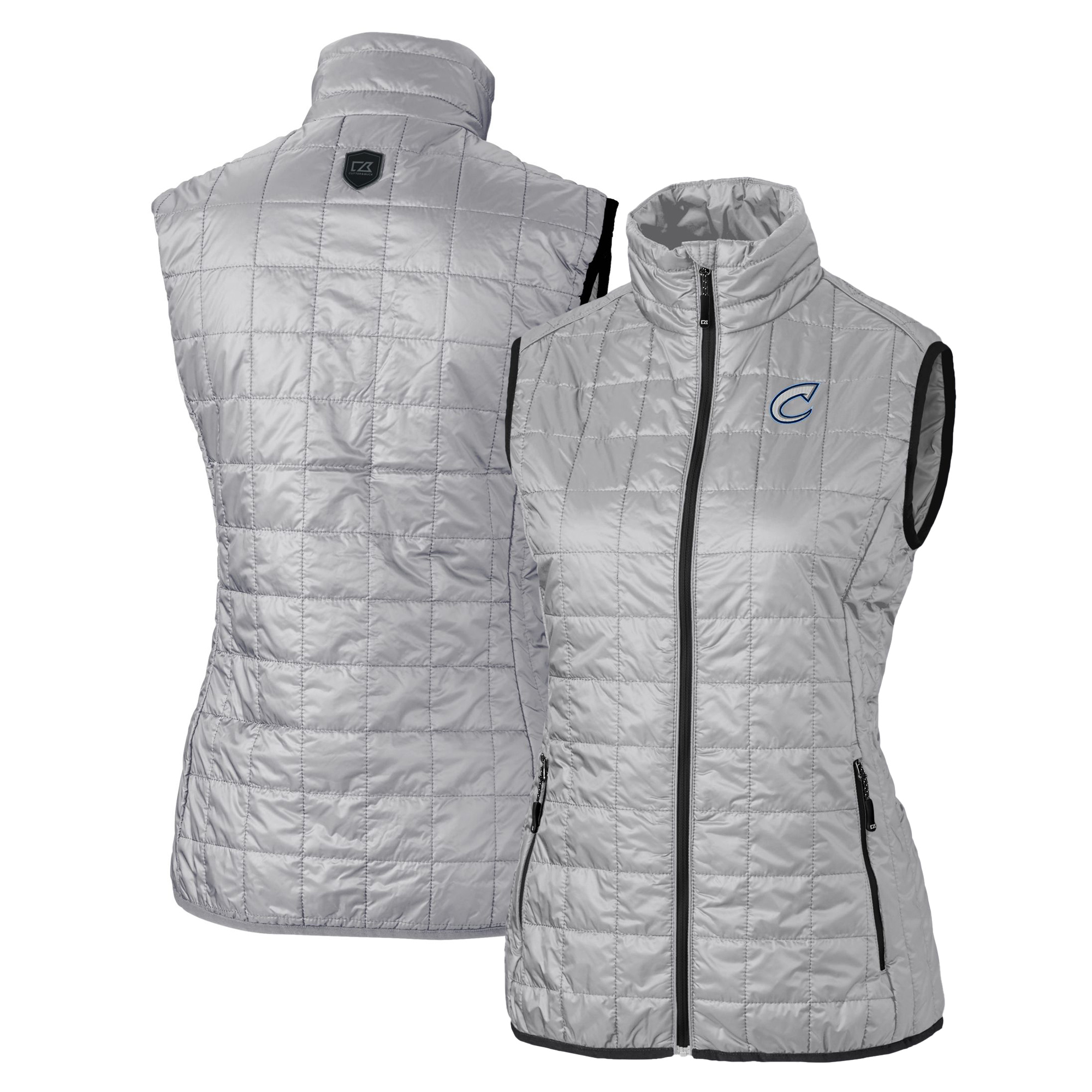 Women's Cutter & Buck Gray Columbus Clippers Rainier PrimaLoft Eco Insulated Full-Zip Puffer Vest