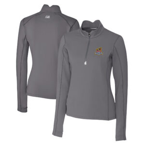 Women's Cutter & Buck  Gray Toledo Mud Hens Traverse DryTec Stretch Quarter-Zip Pullover Top
