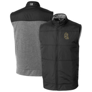 Men's Cutter & Buck  Black Salt Lake Bees Stealth Hybrid Quilted Full-Zip Windbreaker Vest