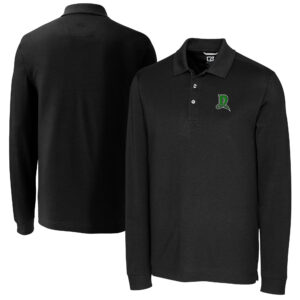 Men's Cutter & Buck  Black Dayton Dragons Advantage Tri-Blend Pique Big & Tall Long Sleeve Polo