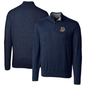 Men's Cutter & Buck Navy Durham Bulls Big & Tall Lakemont Tri-Blend Quarter-Zip Pullover Sweater