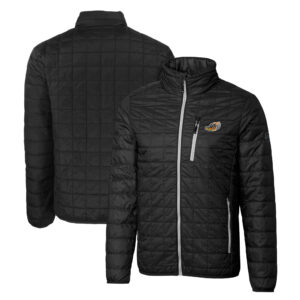 Men's Cutter & Buck Black Akron RubberDucks Rainier PrimaLoft Big & Tall Eco Insulated Full-Zip Puffer Jacket