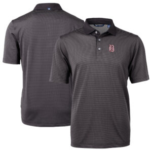 Men's Cutter & Buck Black Birmingham Barons Big & Tall Virtue Eco Pique Micro Stripe Recycled Polo