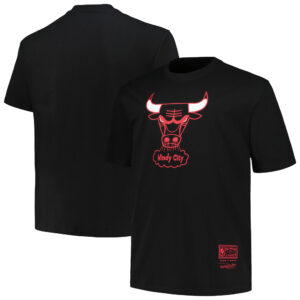 Men's Mitchell & Ness Black Chicago Bulls Big & Tall Hardwood Classics Vintage Logo T-Shirt
