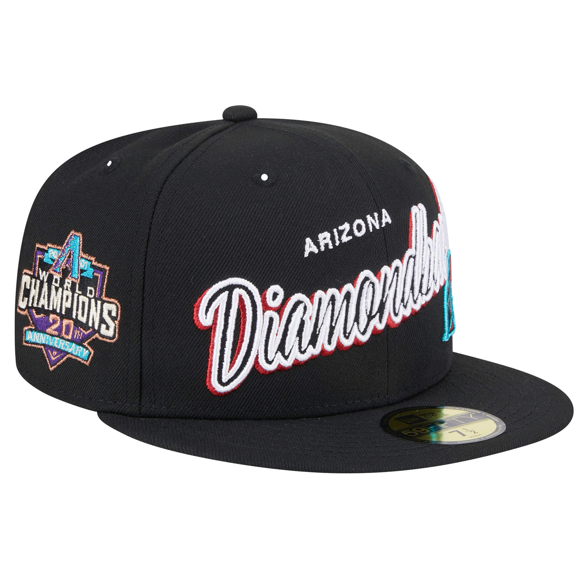 Men's New Era Black Arizona Diamondbacks Script Sided 59FIFTY Fitted Hat - Image 7