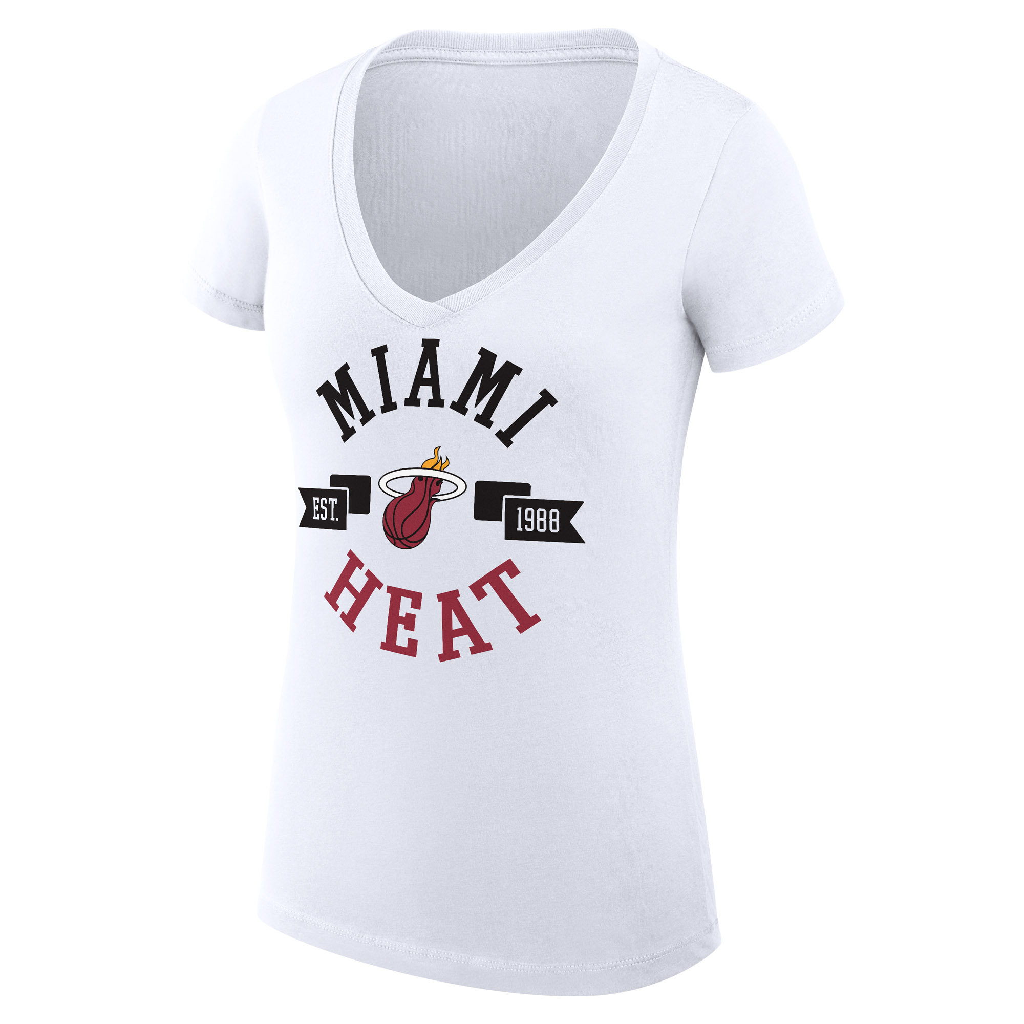 Women's G-III 4Her by Carl Banks White Miami Heat Large City Logo Fitted V-Neck T-Shirt - Image 6