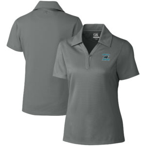 Women's Cutter & Buck Gray Carolina Panthers Throwback Logo DryTec Genre Textured Solid Polo