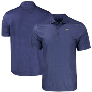 Men's Cutter & Buck Navy Los Angeles Chargers  Big & Tall Pike Eco Tonal Geo Print Stretch Recycled Polo