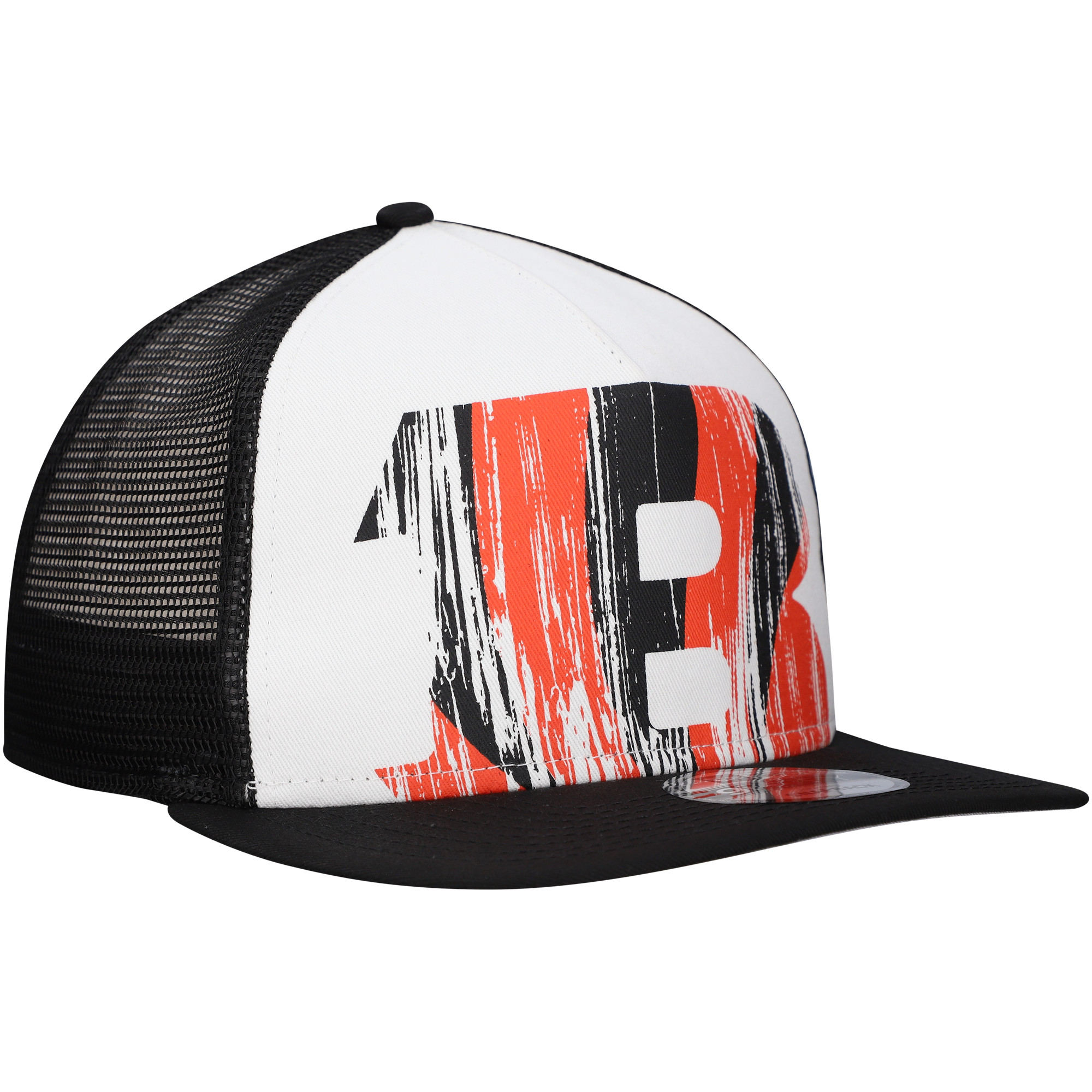 Men's New Era White/Black Cincinnati Bengals Distressed 9FIFTY A-Frame Snapback Hat - Image 4