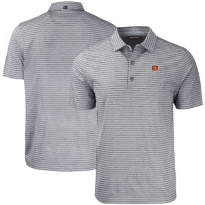 Men's Cutter & Buck Heather Black Cincinnati Bengals  Forge Eco Heathered Stripe Stretch Recycled Polo