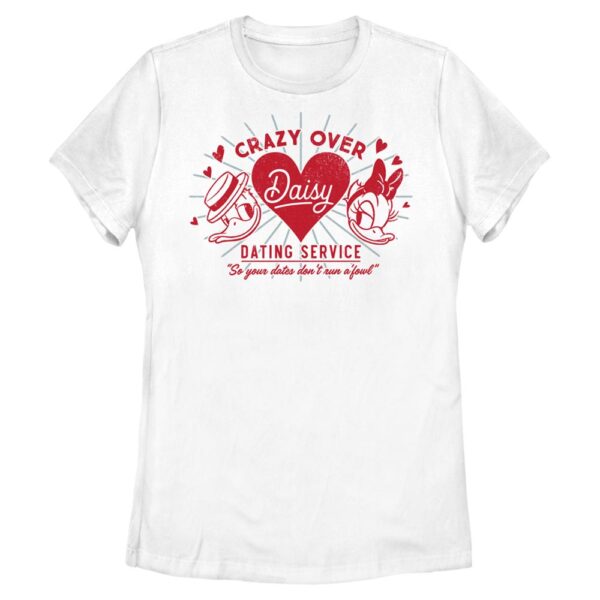 Women's Mad Engine White Daisy Duck Valentine's Day T-Shirt