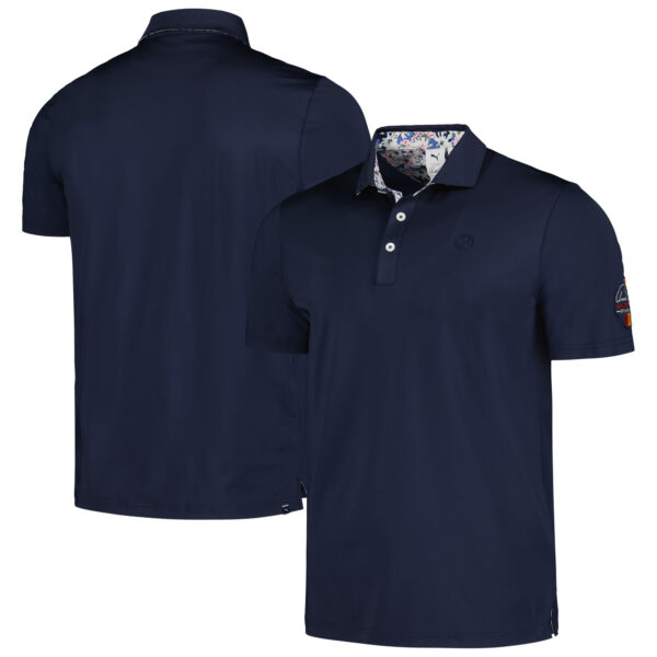 Men's Puma Navy Arnold Palmer Invitational Floral Trim MATTR Polo