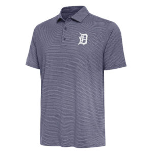 Men's Antigua  Heather Navy Detroit Tigers Scheme Polo