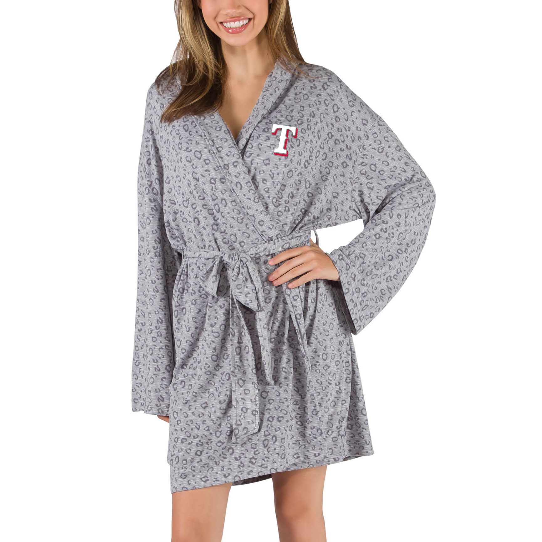 Texas Rangers Concepts Sport Female Adult Women's Frill Hacci Knit Robe - Gray