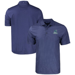 Men's Cutter & Buck  Navy Citadel Bulldogs Pike Eco Tonal Geo Print Stretch Recycled Polo