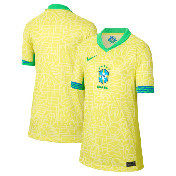 Youth Nike  Yellow Brazil National Team 2024 Home Stadium Replica Jersey