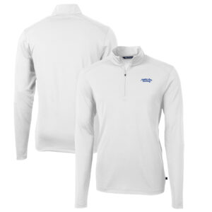 Men's Cutter & Buck White Montana State Bobcats Big & Tall Virtue Eco Pique Recycled Quarter-Zip DryTec Top