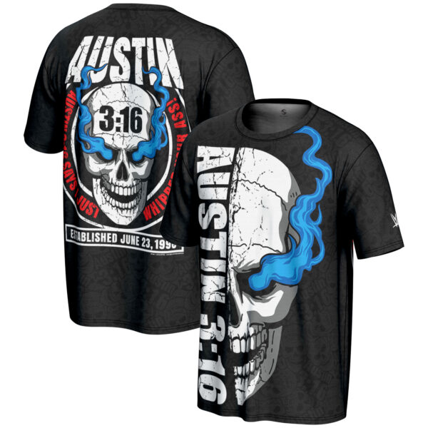 Youth ProSphere Black "Stone Cold" Steve Austin 3:16 Skull T-Shirt - Image 5