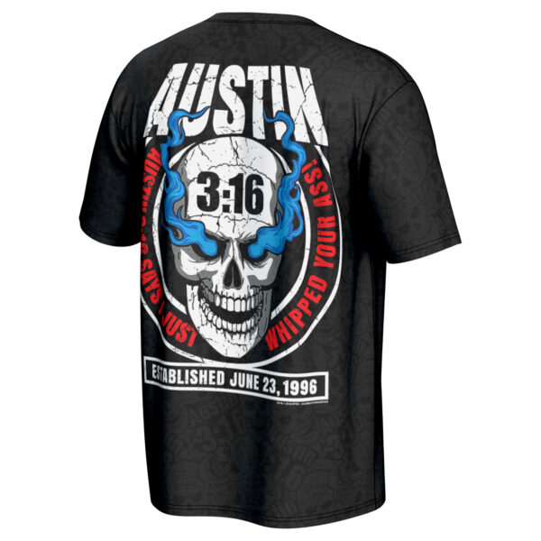 Youth ProSphere Black "Stone Cold" Steve Austin 3:16 Skull T-Shirt - Image 7