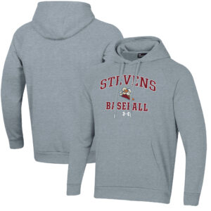 Men's Under Armour  Gray Stevens Institute of Technology Ducks All Day Arch Fleece Baseball Raglan Pullover Hoodie