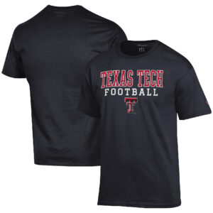 Men's Champion Black Texas Tech Red Raiders Football Stack  T-Shirt
