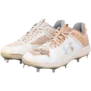 Kerry Carpenter Detroit Tigers Autographed Game-Used White Under Armour Cleats from the 2023 MLB Season - RG13309518-19