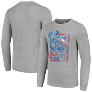 Men's Starter Heather Gray New York Rangers Player Grid Long Sleeve T-Shirt