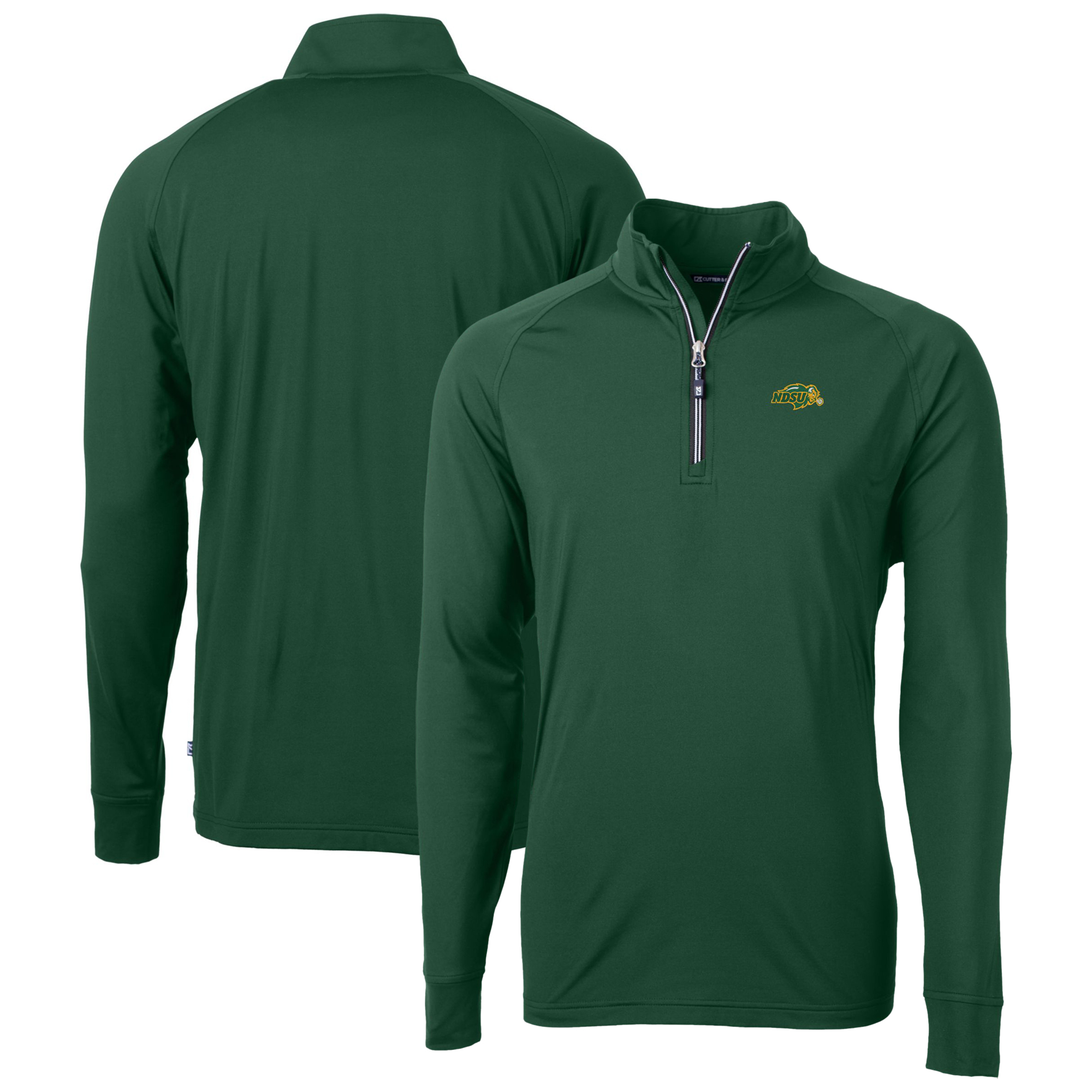 Men's Cutter & Buck Green NDSU Bison Adapt Eco Knit Stretch Recycled Raglan Quarter-Zip Top - Image 5