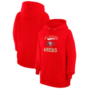Women's G-III 4Her by Carl Banks Scarlet San Francisco 49ers Team Logo Graphic Fleece Tri-Blend Pullover Hoodie