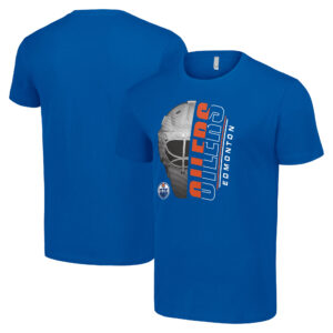 Men's Starter Royal Edmonton Oilers Half Helmet Logo T-Shirt