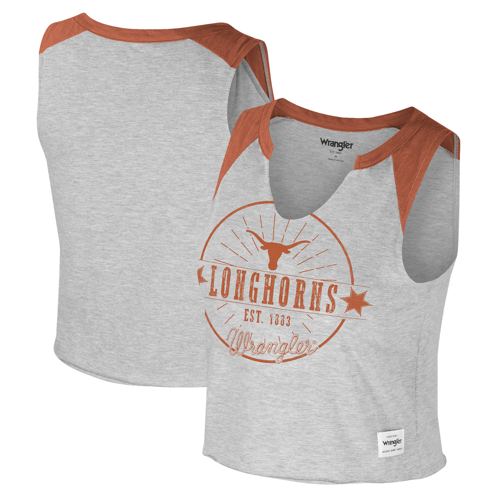 Women's Colosseum x Wrangler Heather Gray Texas Longhorns Vintage Muscle Cropped T-Shirt - Image 4