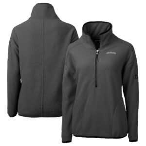 Women's Cutter & Buck Charcoal Colorado Rockies  Cascade Eco Sherpa Fleece Half-Zip Pullover Jacket
