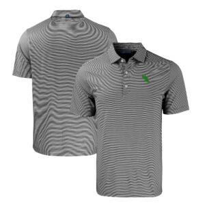 Men's Cutter & Buck Black/White North Texas Mean Green Forge Eco Double Stripe Stretch Recycled Polo