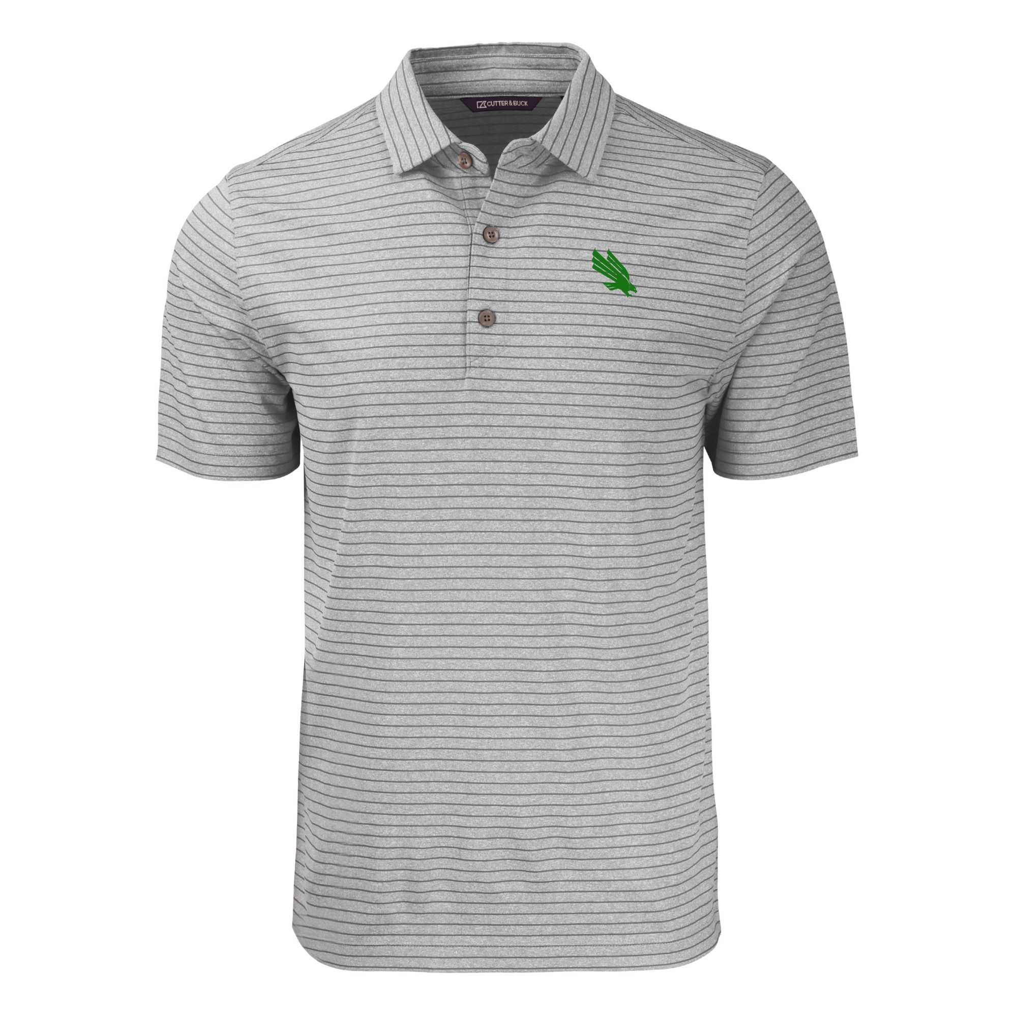 Men's Cutter & Buck Heather Gray North Texas Mean Green Forge Eco Stripe Stretch Recycled Polo - Image 3
