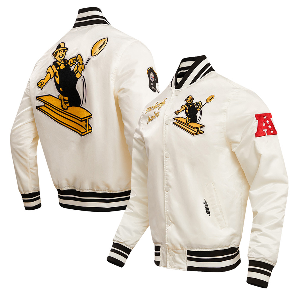 Men's Pro Standard Cream Pittsburgh Steelers Retro Classic Satin Full-Snap Jacket