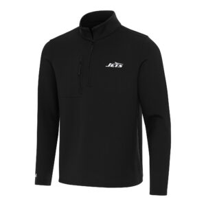 Men's Antigua Black New York Jets Insider Quarter-Zip Pullover Top