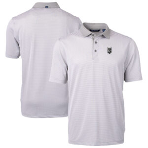 Men's Cutter & Buck Gray/White Kansas City Royals Virtue Eco Pique Micro Stripe Recycled DryTec Polo