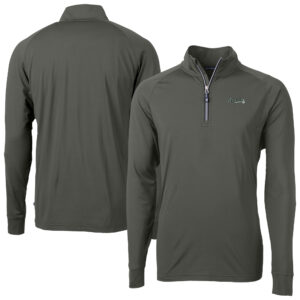 Men's Cutter & Buck Olive Atlanta Braves Adapt Eco Raglan Quarter-Zip Top