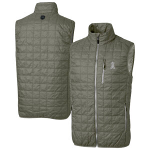 Men's Cutter & Buck Pewter Los Angeles Angels Rainier PrimaLoft® Eco Insulated Full-Zip Puffer Vest