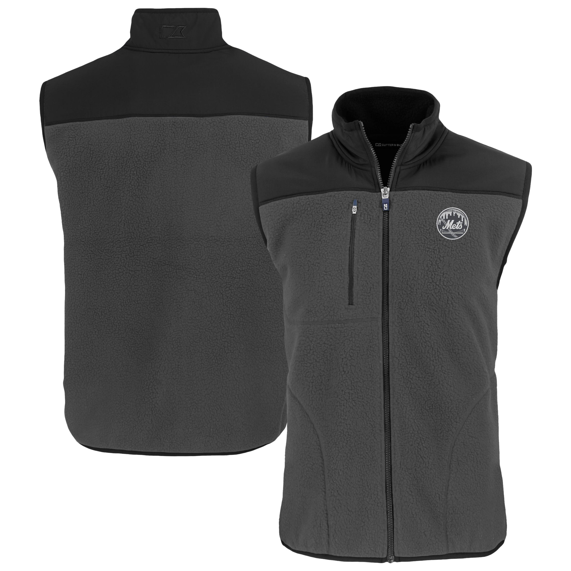 Men's Cutter & Buck Gray New York Mets Cascade Eco Fleece Full-Zip Vest