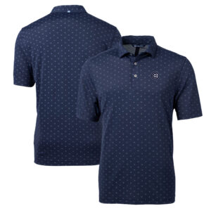 Men's Cutter & Buck Navy Chicago Cubs Big & Tall Virtue Eco Pique Tile Print Recycled Polo