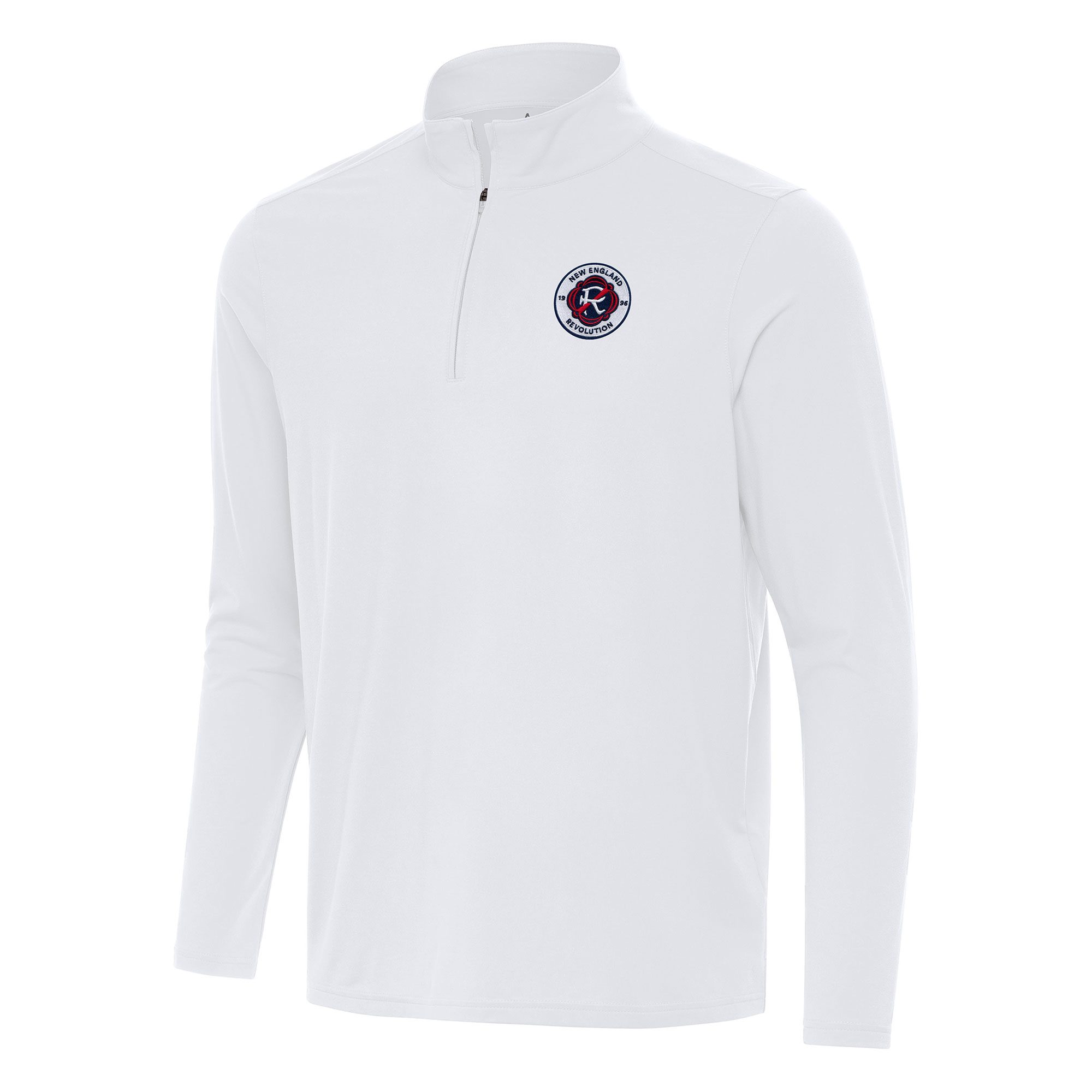 Men's Antigua White New England Revolution Intent Quarter-Zip Jacket
