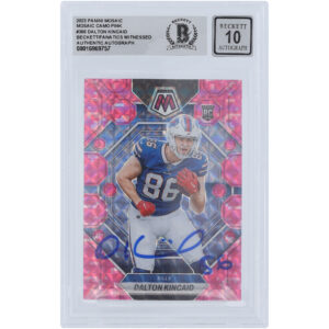 Dalton Kincaid Buffalo Bills Autographed 2023 Panini Mosaic Pink Camo Prizm #305 Beckett Fanatics Witnessed Authenticated 10 Rookie Card