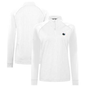 Women's Levelwear White San Jose Sharks Amethyst Insignia Core Quarter-Zip Jacket