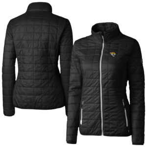 Women's Cutter & Buck Black Jacksonville Jaguars Rainier PrimaLoft Eco Insulated Full-Zip Puffer Jacket